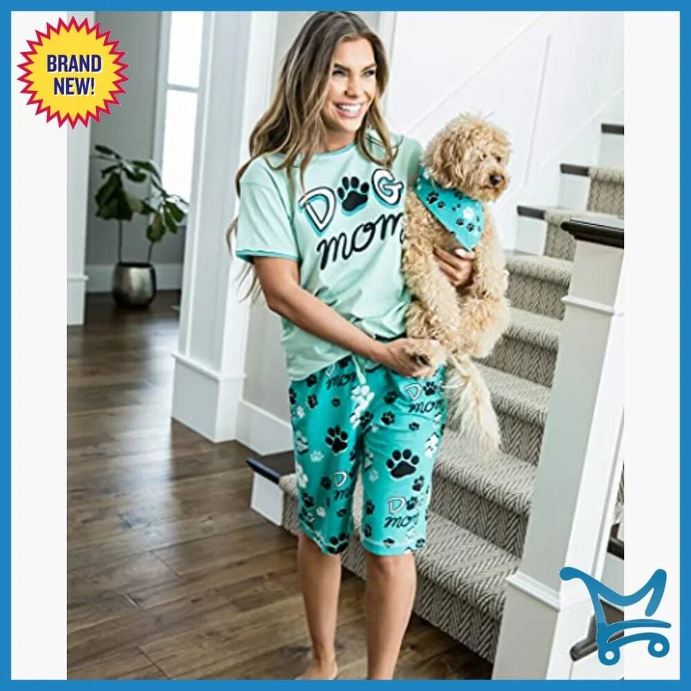 Large Cotton Pajama Lounge Set with Bermuda Shorts and T-Shirt